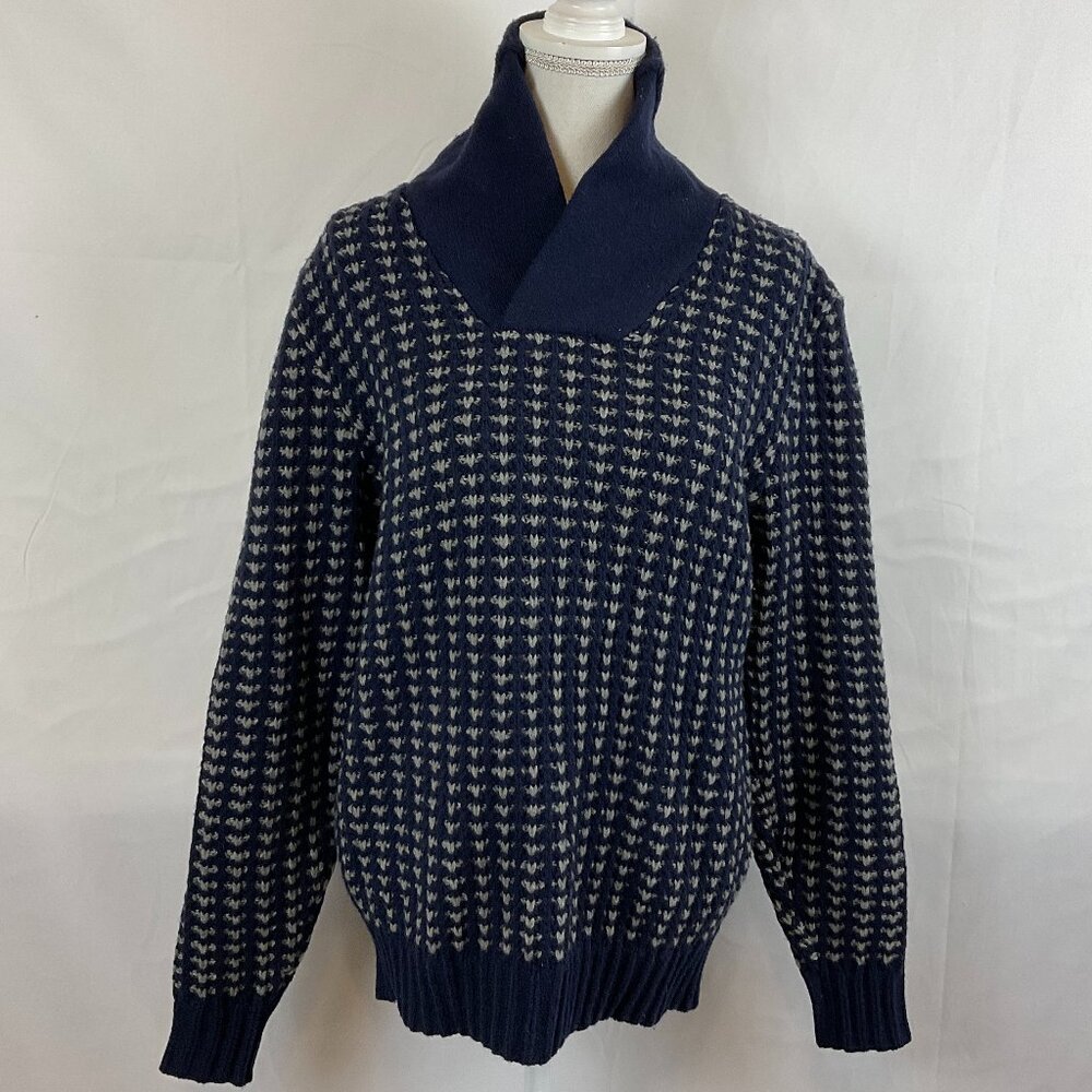 Frederik Anderson Copenhagen Sweater Men's L Blue Gray Cowl Neck Long Sleeve